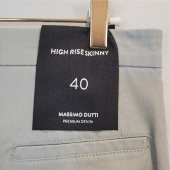 Massimo Dutti | High Rise Skinny Pants Light Silver Blue NWT - Picture 7 of 8